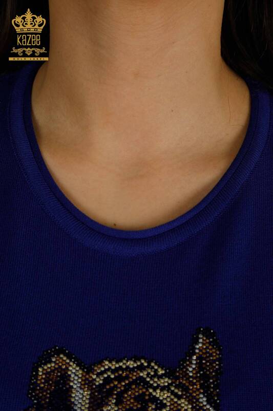 All'ingrosso Maglione di maglieria da donna - Leopardo Pietra Ricamato - Saks - 30747 | KAZEE