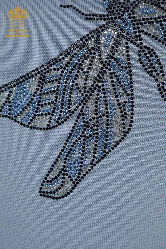 All'ingrosso Maglione di maglieria da donna - Libellula dettagliata - Blu - 30650 | KAZEE