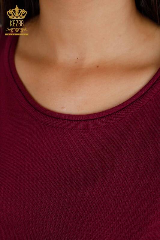 Maglieria da donna all'ingrosso Maglione Manica corta Girocollo Logo - 15943 | KAZEE