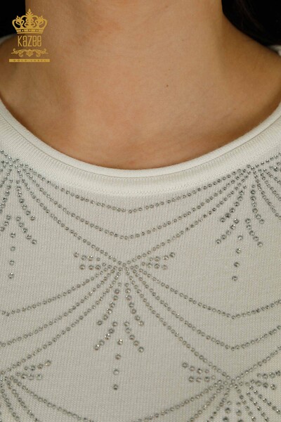 All'ingrosso Maglione di maglieria da donna - Manica lunga - Ecru - 30635 | KAZEE - Thumbnail