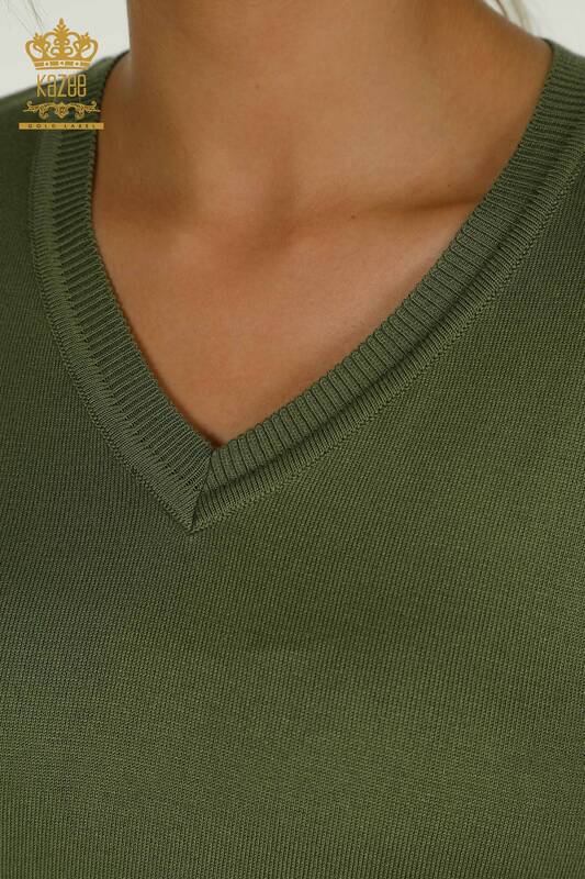 All'ingrosso Maglione di maglieria da donna - Manica lunga - Cachi - 11071 | KAZEE