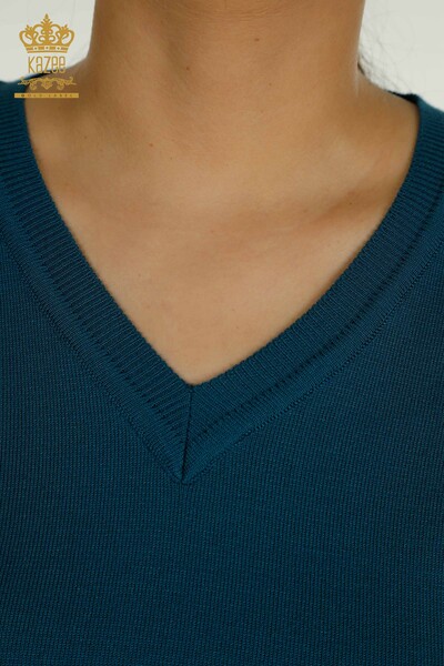All'ingrosso Maglione di maglieria da donna - Manica lunga - Petrolio - 11071 | KAZEE - Thumbnail