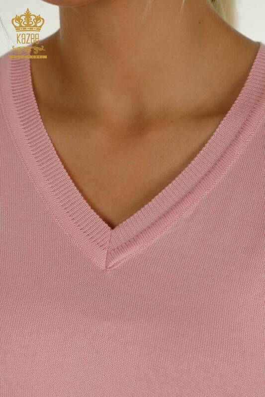 All'ingrosso Maglione di maglieria da donna - Manica lunga - Rosa - 11071 | KAZEE