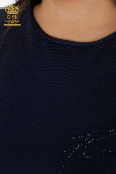 Maglieria da donna all'ingrosso maglione manica a pipistrello Kazee pietra dettagliata ricamata - 16739 | KAZEE - Thumbnail