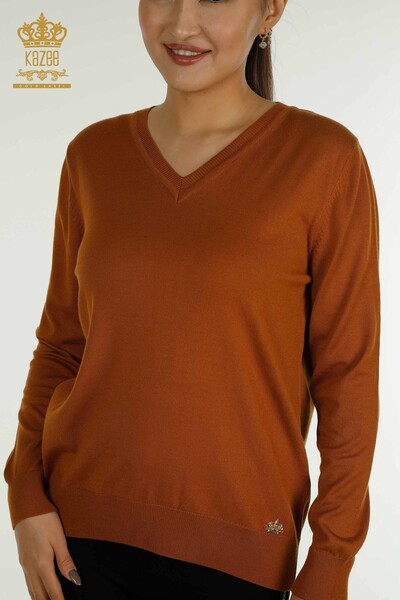 All'ingrosso Maglione di maglieria da donna - Manica lunga - Marrone chiaro - 11071 | KAZEE - 2