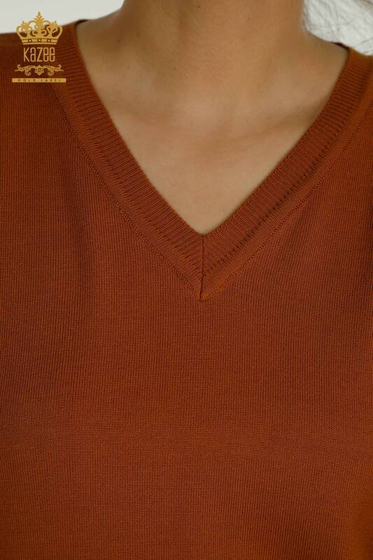 All'ingrosso Maglione di maglieria da donna - Manica lunga - Marrone chiaro - 11071 | KAZEE