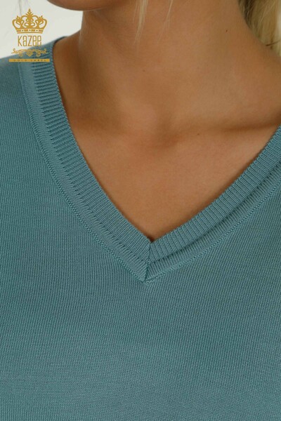 All'ingrosso Maglione di maglieria da donna - Manica lunga - Menta - 11071 | KAZEE - Thumbnail