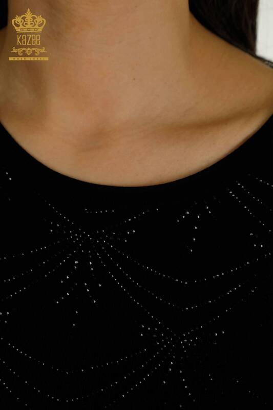 All'ingrosso Maglione di maglieria da donna - Manica lunga - Nero - 30635 | KAZEE