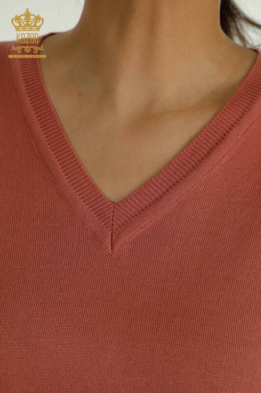 All'ingrosso Maglione di maglieria da donna - Manica lunga - Rosa antico - 11071 | KAZEE