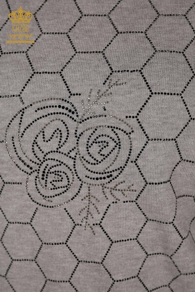 Maglieria da donna all'ingrosso maglia mezza manica grigia - 16803 | KAZEE - Thumbnail