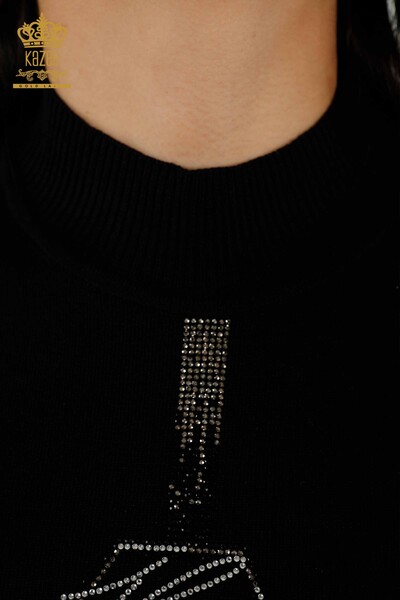 Maglione all'ingrosso di maglieria da donna modello americano nero - 16639 | KAZEE - Thumbnail