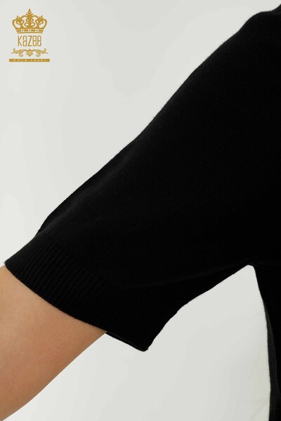 Maglione all'ingrosso di maglieria da donna modello americano nero - 16639 | KAZEE - Thumbnail