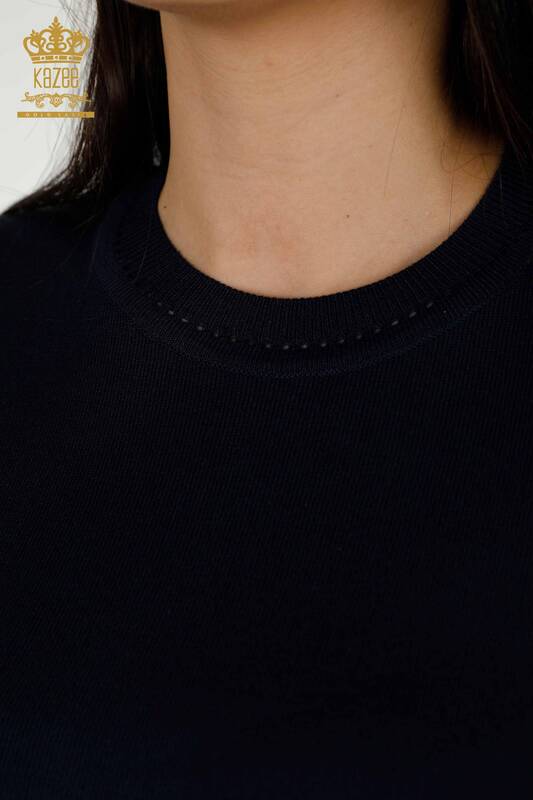 All'ingrosso Maglione di maglieria da donna - modello americano - blu navy - 30255 | KAZEE