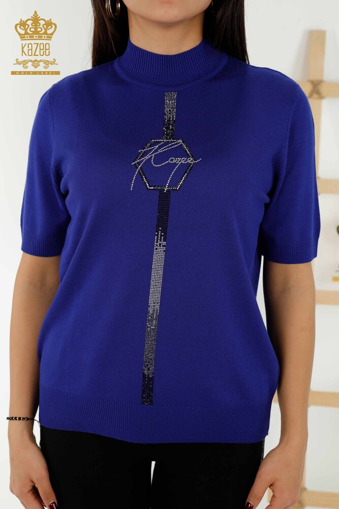 Ingrosso Maglieria Donna Maglione - Modello Americano - Blu Scuro - 16639 | KAZEE - 2