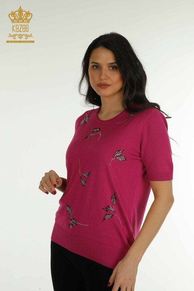 All'ingrosso Maglieria Maglione da Donna - Modello Americano - Fucsia - 30649 | KAZEE 