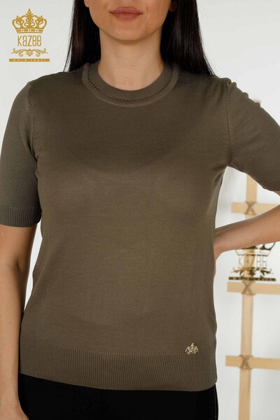 All'ingrosso Maglione di maglieria da donna - modello americano - cachi - 30255 | KAZEE - Thumbnail