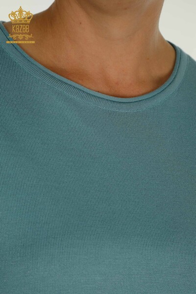 All'ingrosso Maglione di maglieria da donna - Modello americano - Menta - 30443 | KAZEE - Thumbnail
