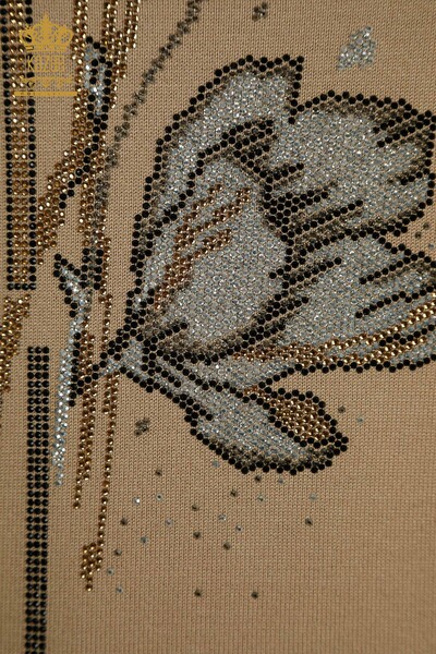 All'ingrosso Maglione di maglieria da donna - Floreale Motivo - Beige - 30656 | KAZEE - Thumbnail