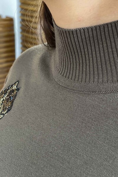 All'ingrosso Maglione di maglieria da donna - Motivo leopardato - Ricamato - 16584 | KAZEE - Thumbnail