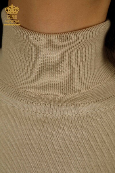 All'ingrosso Maglione di maglieria da donna - Pietra dettagliata - Beige - 30113 | KAZEE - Thumbnail