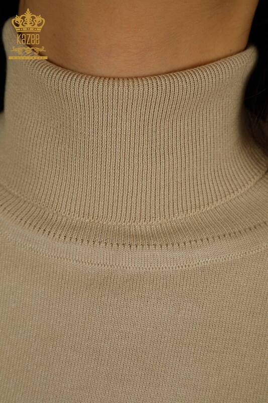All'ingrosso Maglione di maglieria da donna - Pietra dettagliata - Beige - 30113 | KAZEE