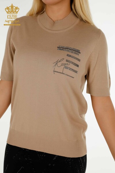 All'ingrosso Maglione di maglieria da donna - ricamato pietra - beige - 30491 | KAZEE - 2