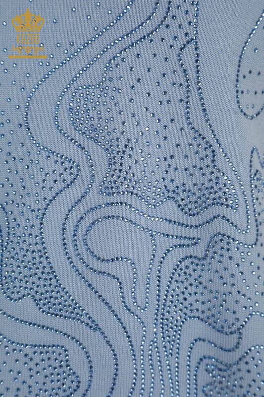 All'ingrosso Maglione di maglieria da donna - Pietra ricamato - blu - 30659 | KAZEE