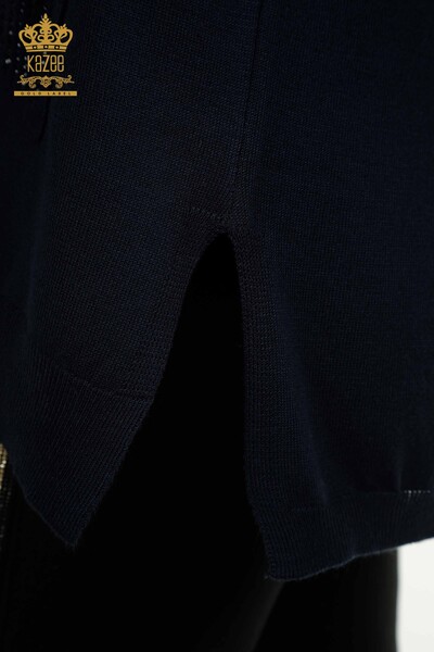 All'ingrosso Maglione di maglieria da donna - Pietra ricamata - blu navy - 30623 | KAZEE - Thumbnail