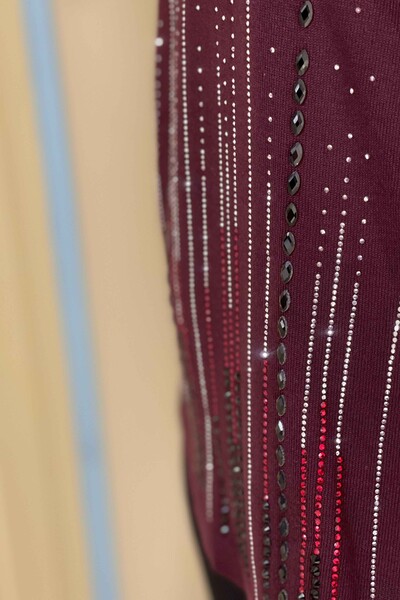 All'ingrosso Maglione di maglieria da donna - ricamato pietra - girocollo - 15584 | KAZEE - Thumbnail