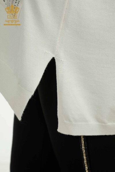 All'ingrosso Maglione di maglieria da donna - Pietra ricamato - ecru - 30623 | KAZEE - Thumbnail