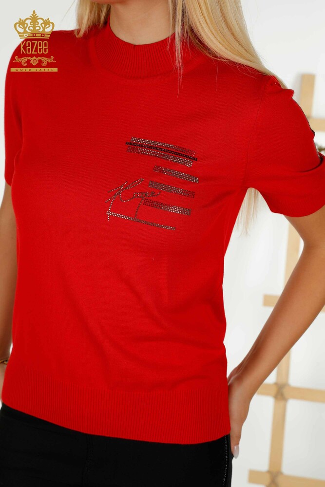All'ingrosso Maglione maglieria donna - Pietra ricamato - rosso - 30491 | KAZEE - 2