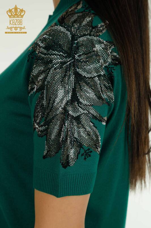 All'ingrosso Maglione di maglieria da donna - Pietra ricamato - verde - 30674 | KAZEE