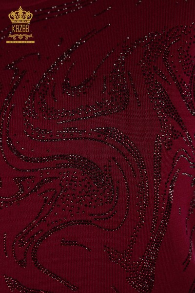 All'ingrosso Maglione di maglieria da donna - pietra ricamato - viola - 30594 | KAZEE - Thumbnail
