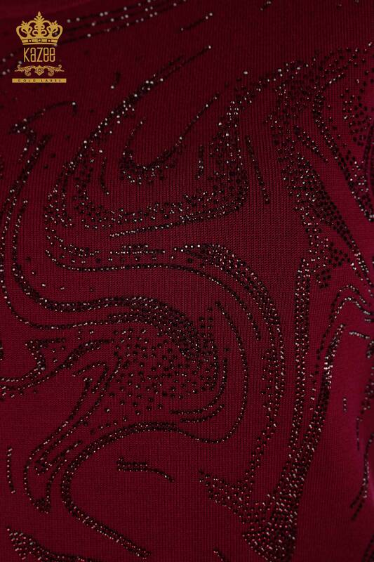 All'ingrosso Maglione di maglieria da donna - pietra ricamato - viola - 30594 | KAZEE