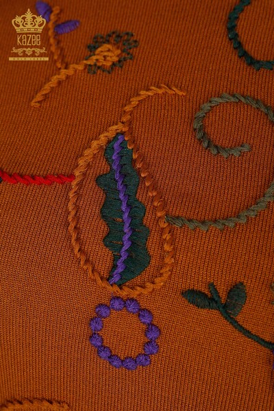 All'ingrosso Maglione di maglieria da donna - Ricamo Modellato - Marrone chiaro - 30652 | KAZEE - Thumbnail