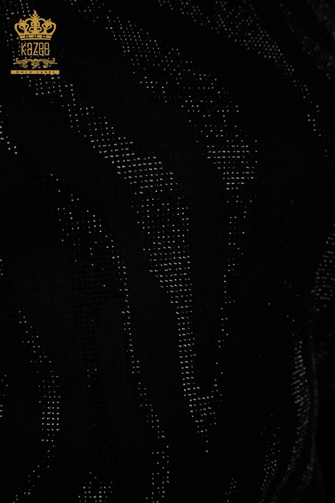 Maglieria da donna all'ingrosso Maglione ricamato in pietra nera - 16728 | KAZEE - 3