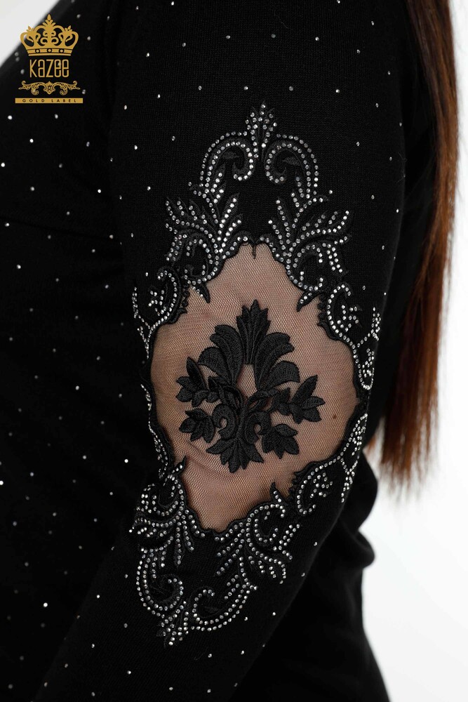 All'ingrosso Maglieria da donna Maglione Stone ricamato nero - 30014 | KAZEE - 5
