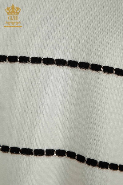 All'ingrosso Maglione di maglieria da donna - a righe - Ecru - 30795 | KAZEE - Thumbnail