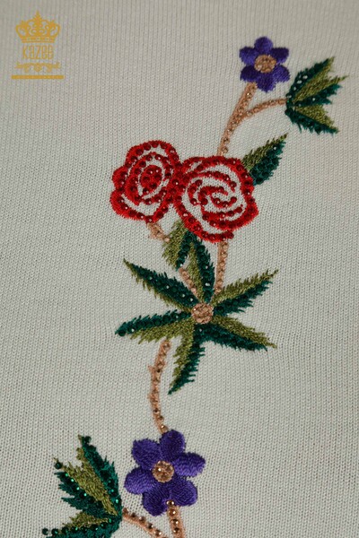 All'ingrosso Maglione di maglieria da donna - Rosa Modellato - ecru - 16285 | KAZEE - Thumbnail