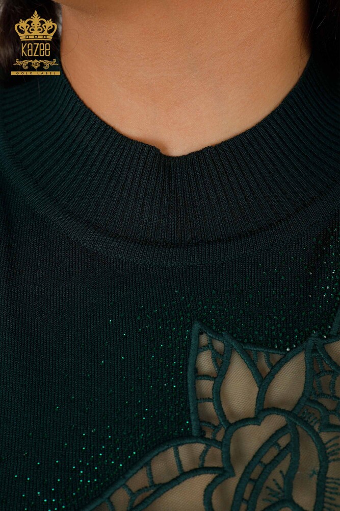 Maglieria da donna all'ingrosso Maglione con motivo rosa Nefti - 16832 | KAZEE - 3