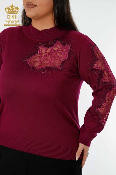 Maglieria Donna all'Ingrosso Maglione Fantasia Rosa Viola - 16832 | KAZEE - 2