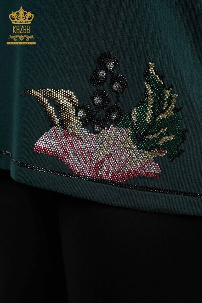 Maglieria da donna all'ingrosso Maglione Motivo floreale sulla spalla Pietra ricamata - 16943 | KAZEE - Thumbnail