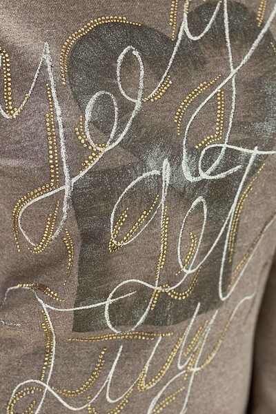 Maglieria da donna all'ingrosso maglione girocollo con scritta - 16514 | KAZEE - Thumbnail