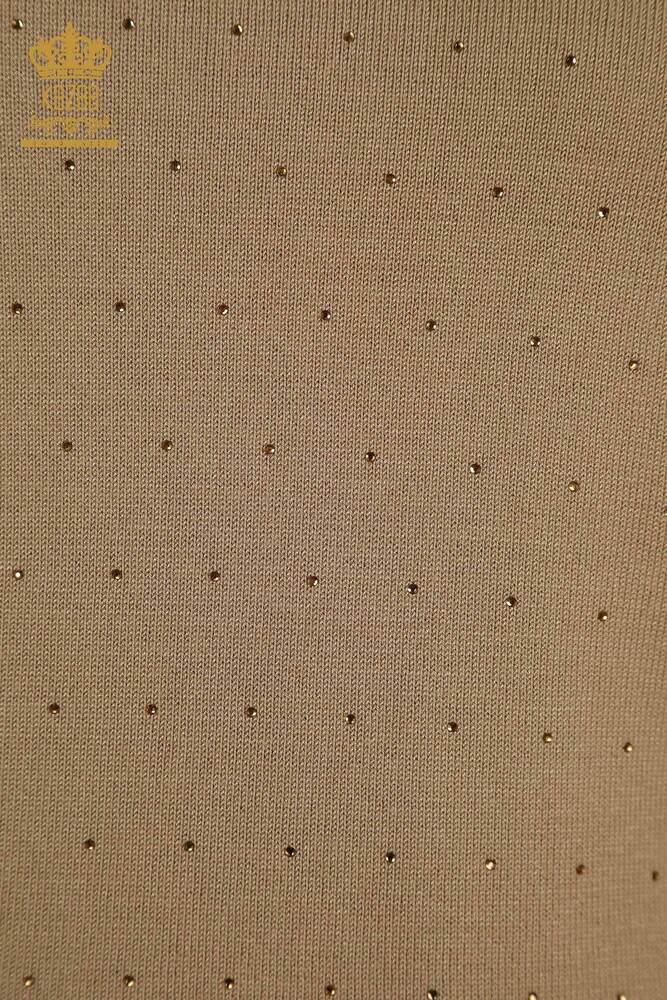 Maglieria da donna all'ingrosso maglione ricamato pietra beige - 30677 | KAZEE - 4