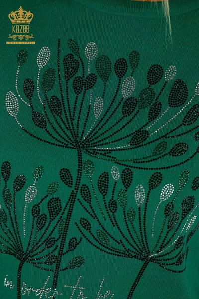 Maglieria da donna all'ingrosso maglione ricamato pietra verde - 30156 | KAZEE - Thumbnail
