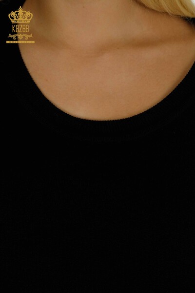 All'ingrosso Maglione di maglieria da donna - Tasche dettagliate - Nero - 30591 | KAZEE - Thumbnail