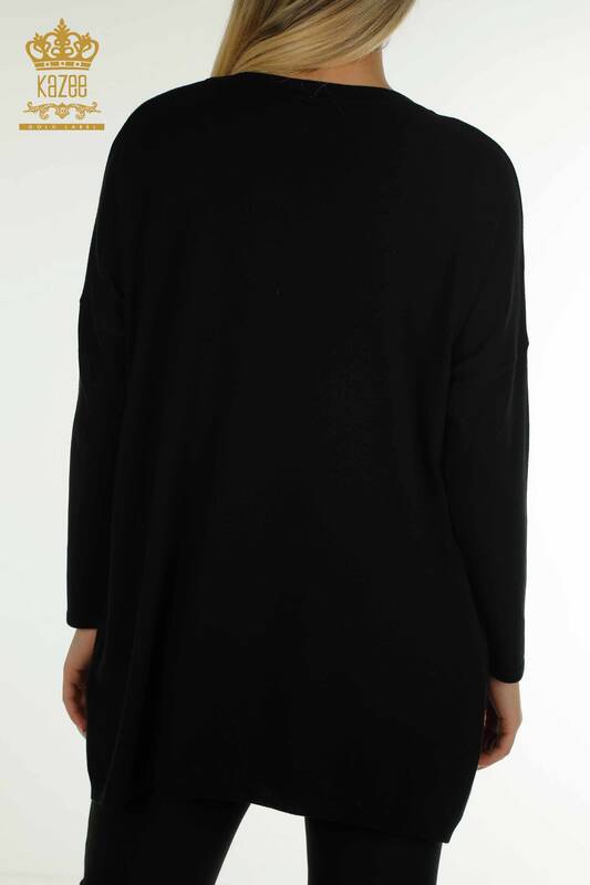All'ingrosso Maglione di maglieria da donna - Tasche dettagliate - Nero - 30622 | KAZEE