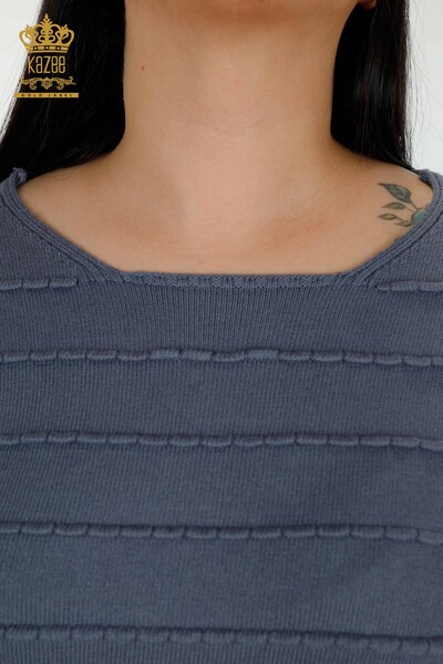 Maglieria da donna all'ingrosso Maglione lavorato a maglia Indaco - 30169 | KAZEE - Thumbnail