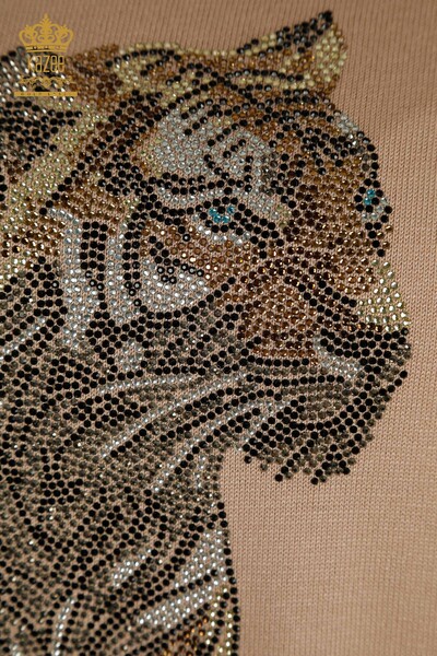 All'ingrosso Maglione di maglieria da donna - Motivo tigre - Polvere - 30746 | KAZEE - Thumbnail