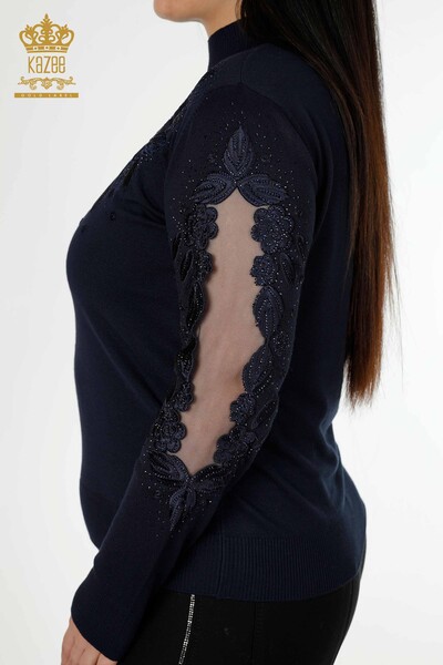 All'ingrosso Maglieria da donna Maglione - Tulle Dettagli in- Blu navy - 30123 | KAZEE - 4